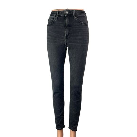 H&M Women's Black High Waisted Button Zip Slim Fit Skinny Denim Jeans Pants Sz S - Picture 1 of 6